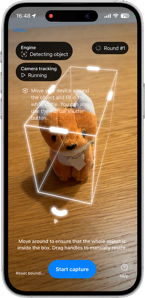 3D Scanner automatically detecting the object with a bounding box