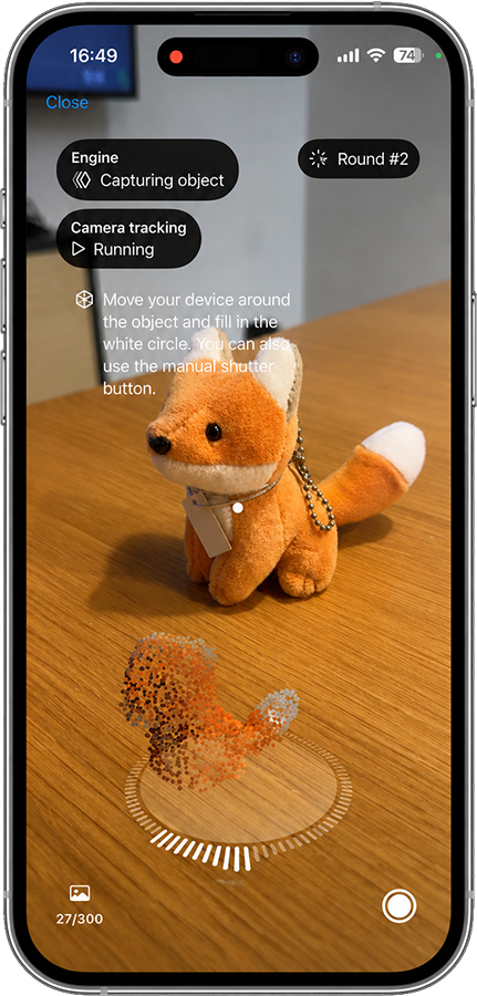 3D Scanner showing the point cloud while an object scan is in progress