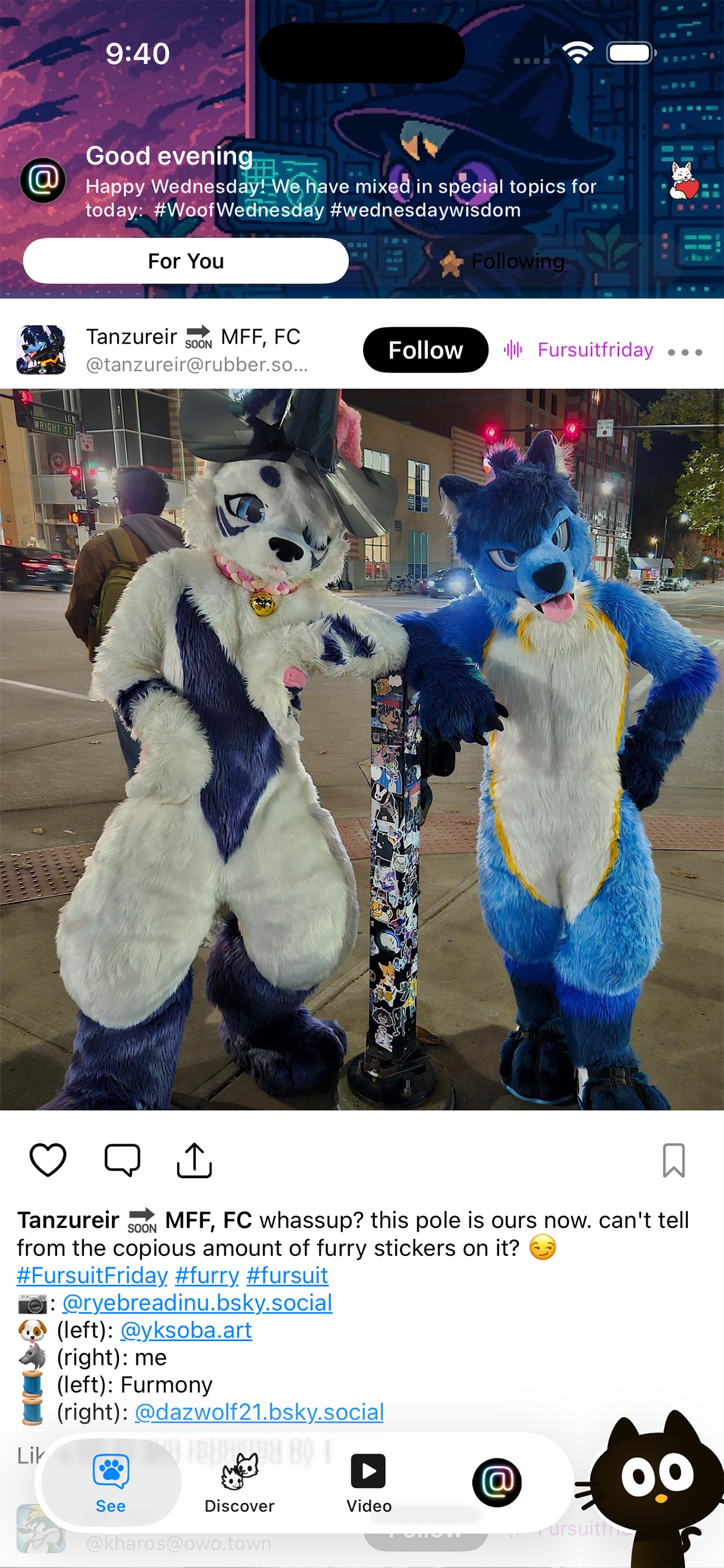 My Fursona social timeline on iPhone