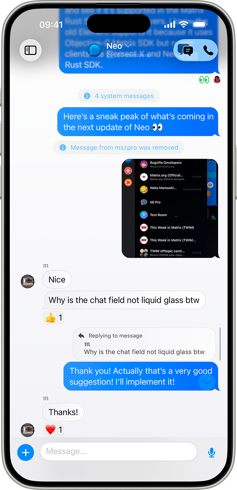 Neo chat screen