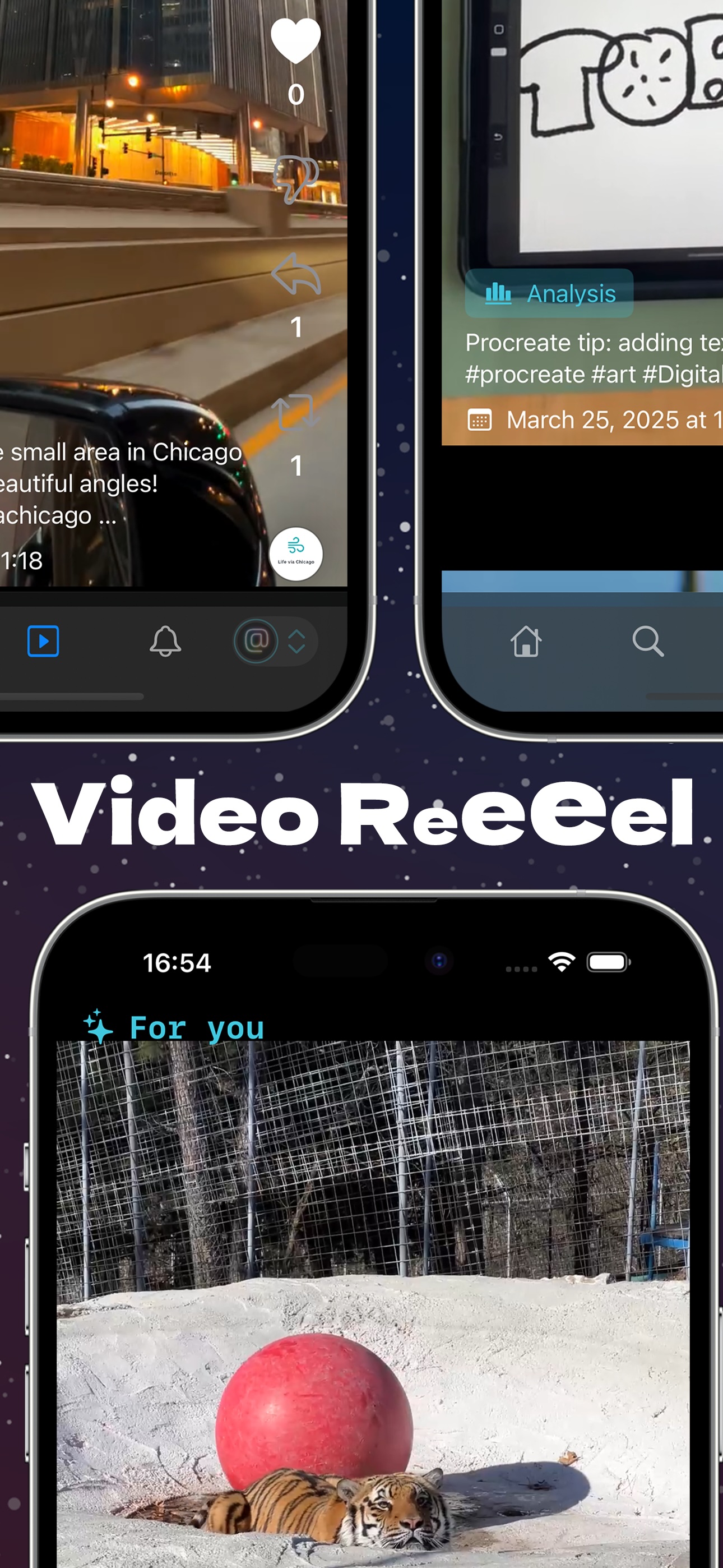 SoraSNS video reel feed on iPhone